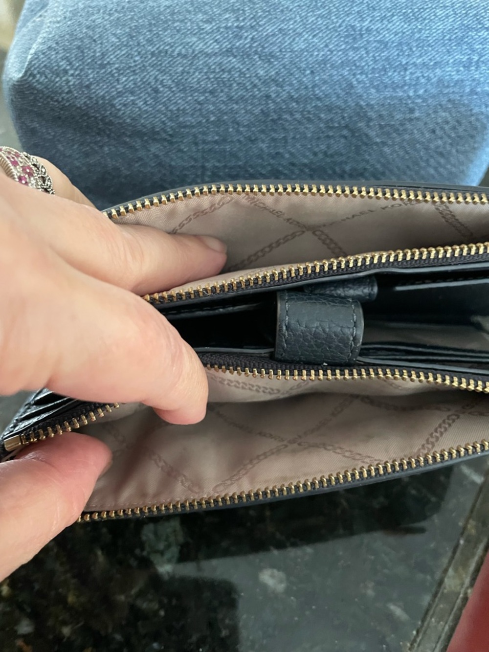 Michael Kors Black Pebbled Leather Wristlet Clutch with Gold Hardware - Picture 5 of 10